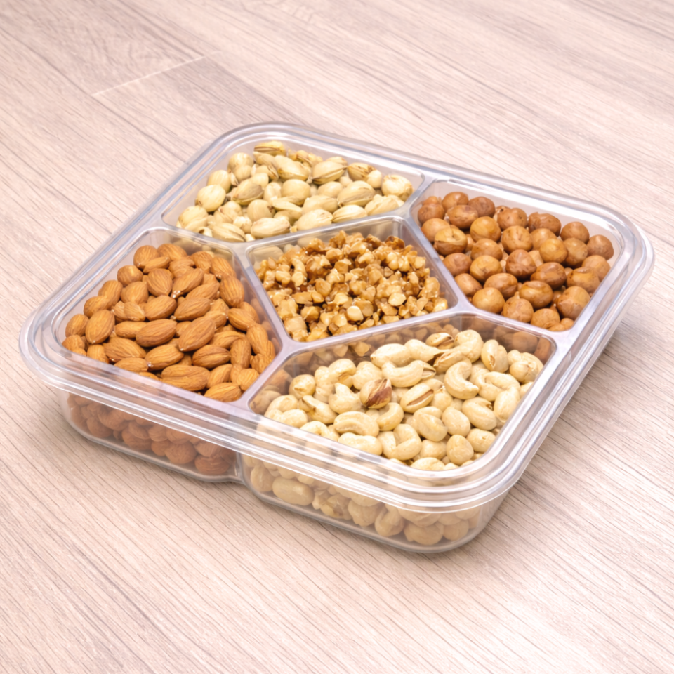 5 BÖLMELİ ÇEREZ KABI H:30 KENDİNDEN KAPAKLI 50'Lİ