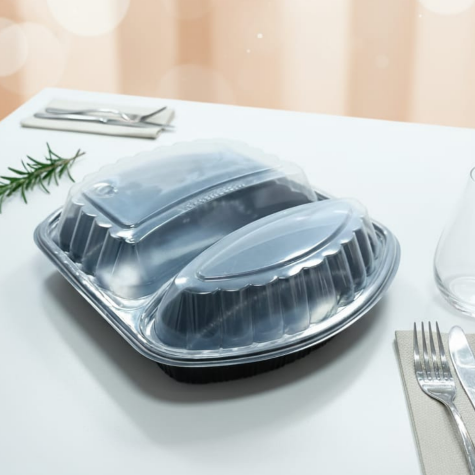 2 BÖLMELİ MİKRODALGA KAP+KAPAK SET 50'Lİ