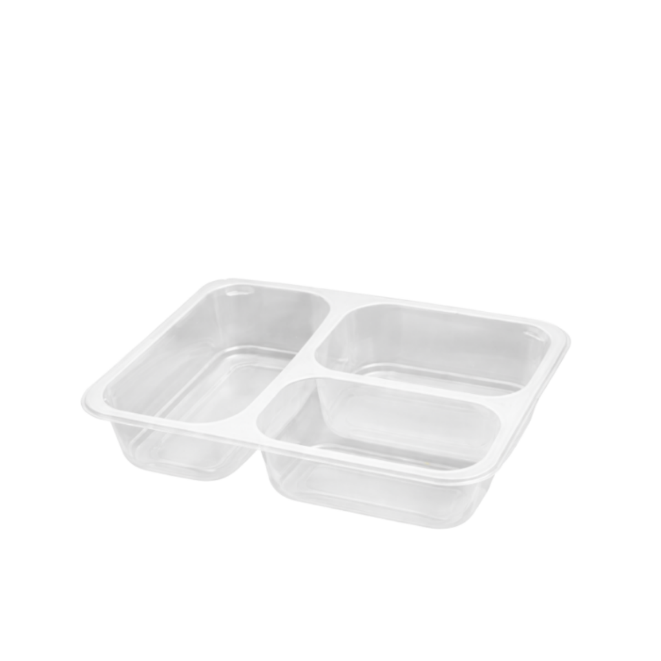 3 BÖLMELİ YEMEK KABI PP ŞEFFAF (20 GR) 50'Lİ