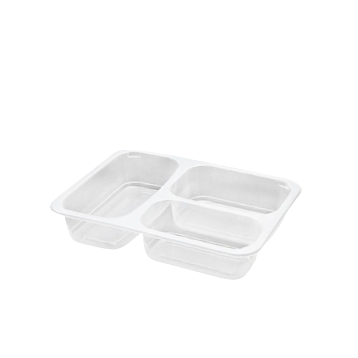 3 BÖLMELİ YEMEK KABI PP ŞEFFAF (20 GR) 50'Lİ