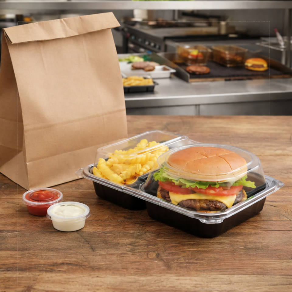 HAMBURGER 2 BÖLMELİ KAP+KAPAK SET 50'Lİ