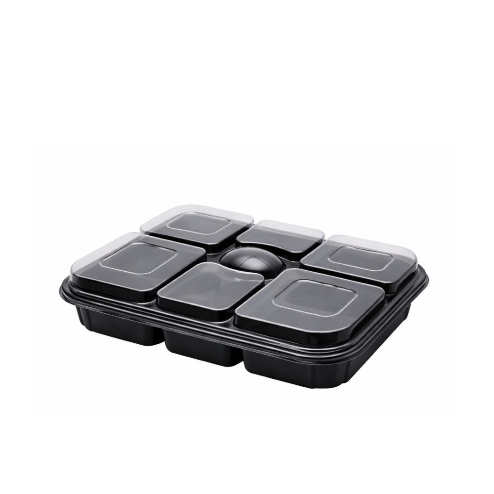 7 BÖLMELİ DİKDÖRTGEN KAHVALTI SETİ PET 50'Lİ